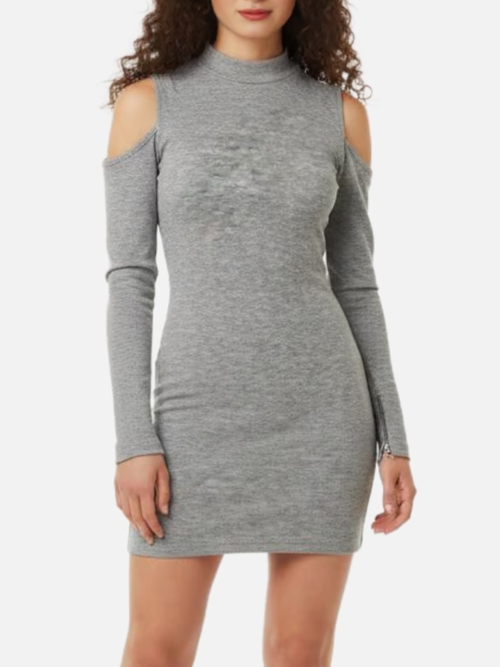 NWOT Poof! Grey Cut Out Shoulder Fitted Dress size S